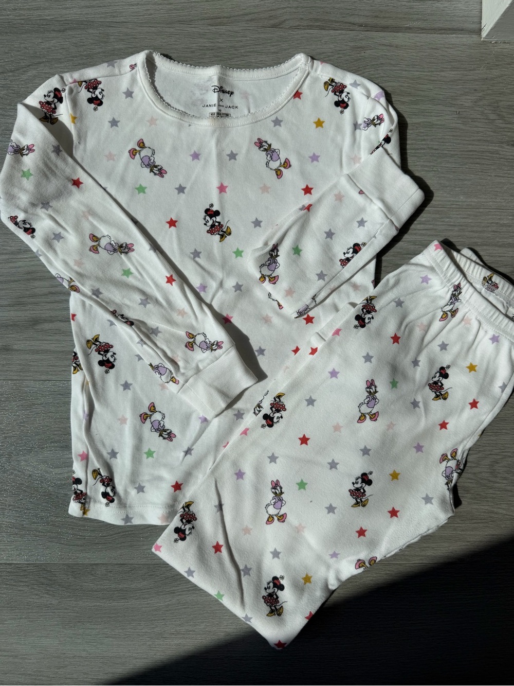 Janie and Jack White Disney Minnie & Daisy Star Print Pajama Set